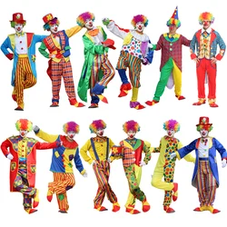 Adults Funny Clown  Costumes ,Joker Cosplay Suits for Men,Magician Performance Fancy Outfits，just Clothes,no Prop Wig/Mask/Shoes