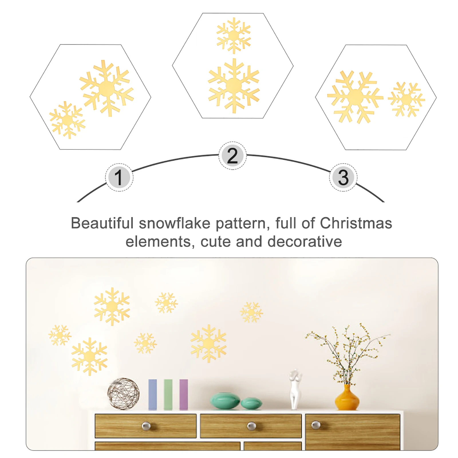

15pcs Mirror Finish Wall Sticker Christmas Snowflake Design Easy Remove For Glass Window Smooth Surface Holiday Party Home Decor
