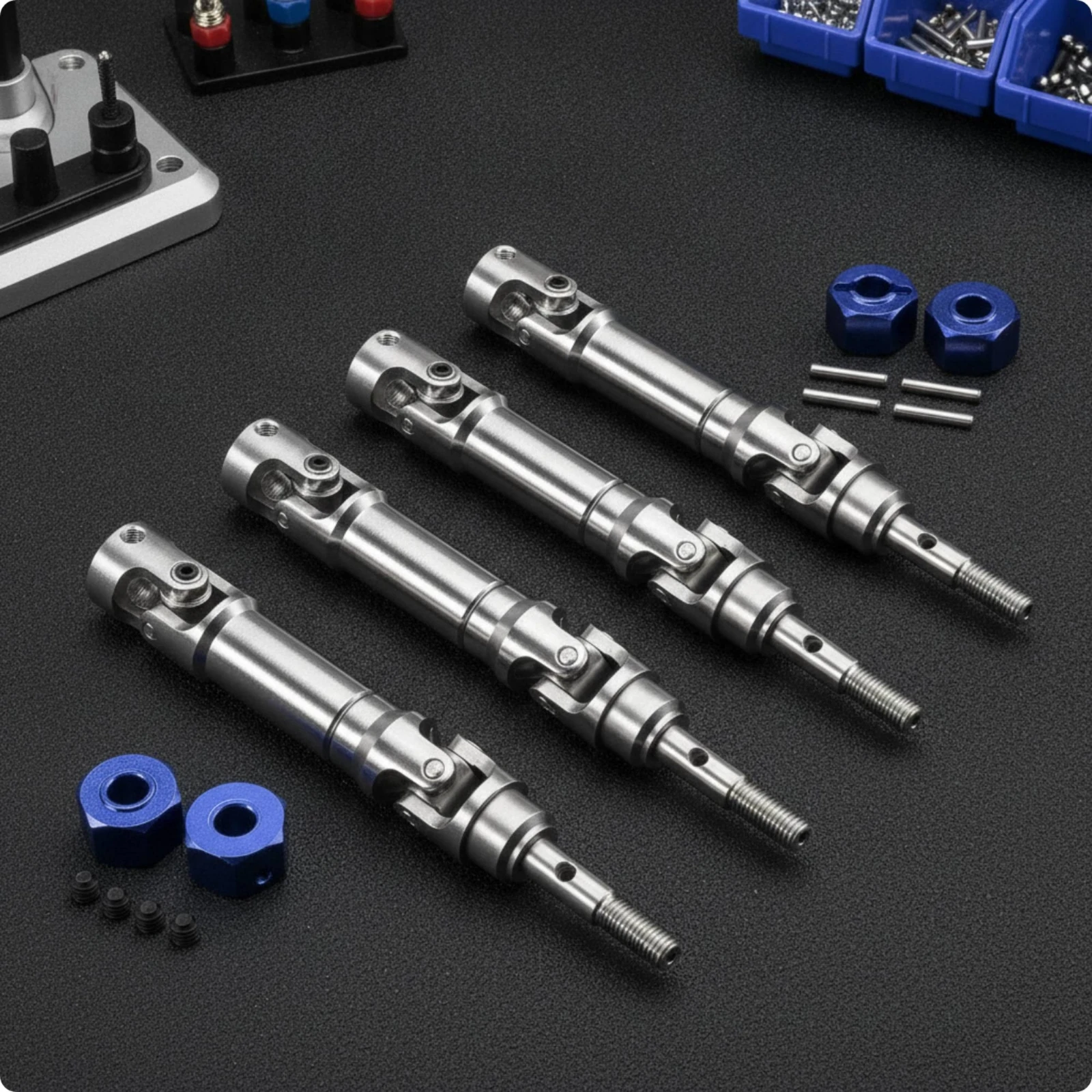 4 Pieces CVD Drive Shafts Compatible Metal Drive Shafts with Threaded Tips RC Driveshafts Heavy Duty Hardware Modular