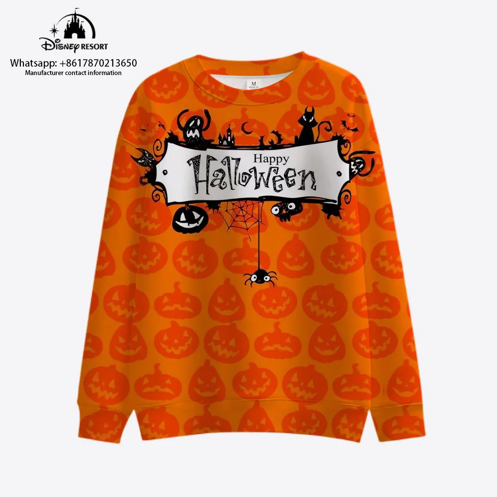 New Horror Halloween Disney Brand Mickey and Minnie Anime Print Autumn Harajuku Round Neck Casual Long-sleeved Sweater