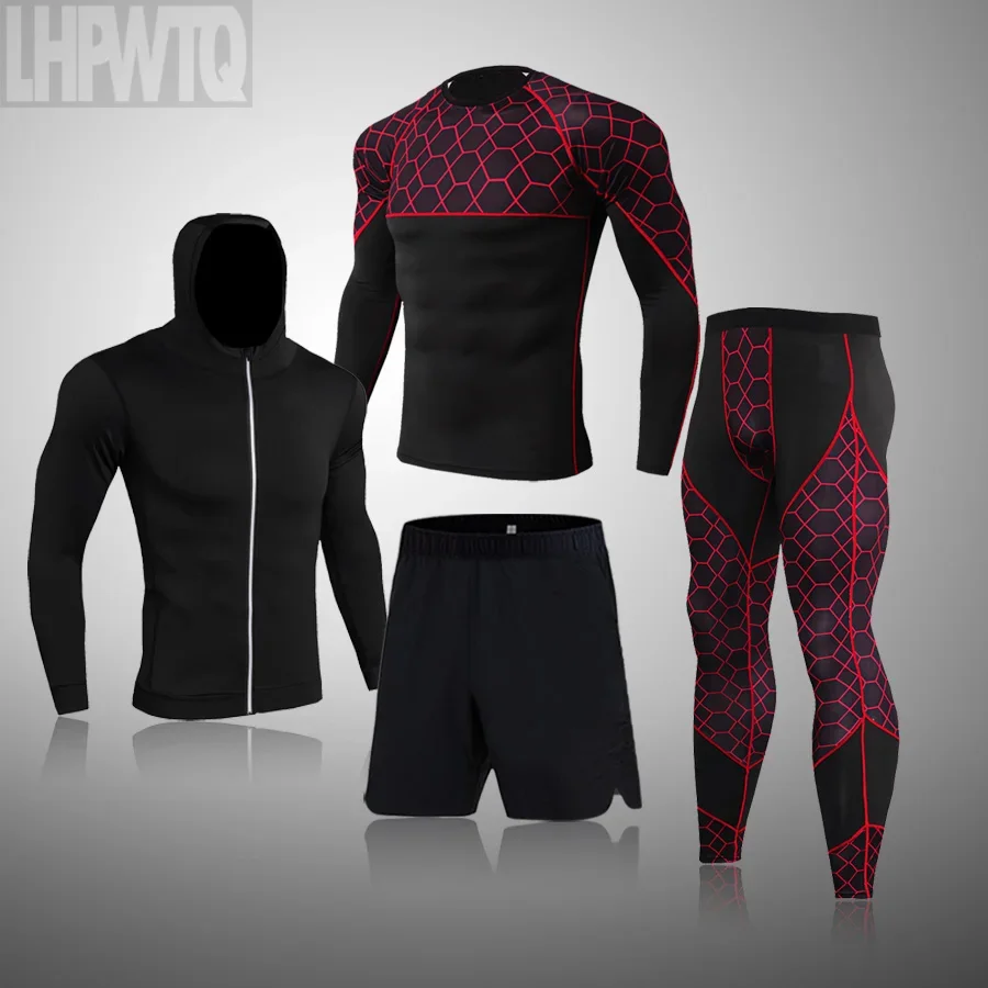 Men Running Compression Long Johns Gym Jogging Leggings Basketball Thermal Underwear Fitness Tight Pants Sport Clothes Set