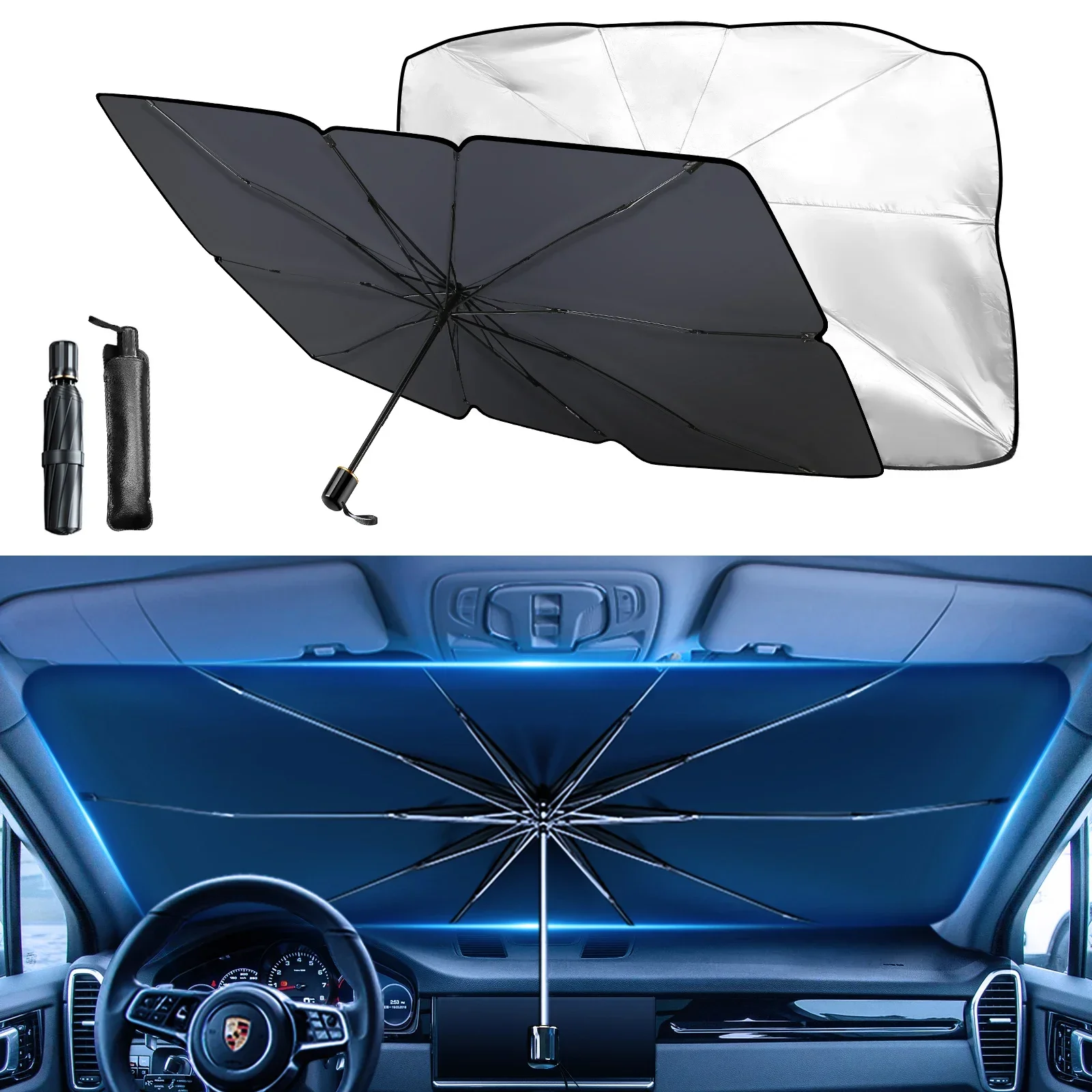 Car Front Windshield Sunshade Umbrella, Summer Sun Protection And Thermal Insulation Protection For The Interior, Thickened Tita