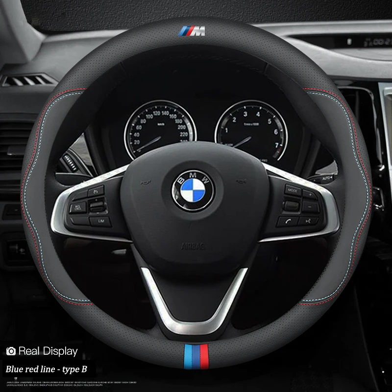 Leather Anti-slip Car Steering Wheel Cover for BMW M Power E46 E39 E60 E90 E91 E36 E87 F10 F20 F30 X1 X2 X3 X4 X5 X7 M2 M3 M4 M5