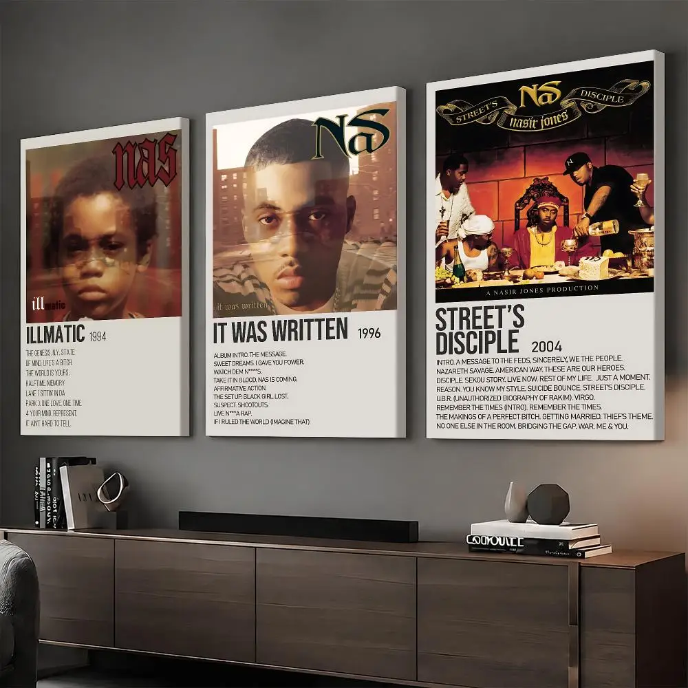 N-Nas Rapper Album Painting Calligraphy HD Modern Style Inner Frame Canvas Poster Bedroom Room Hallway Wall Art Decor