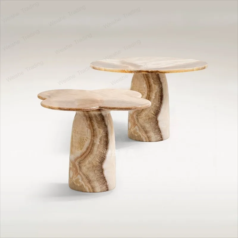 

Bianji National Natural Marble Round Living Room Sofa Corner Modern Simple Small Round Table