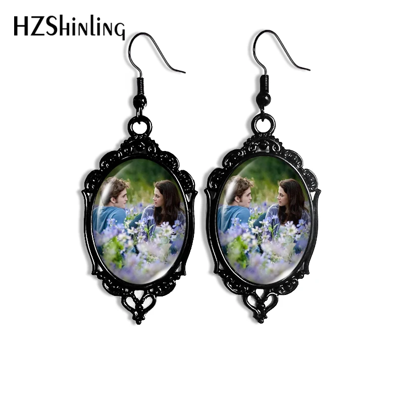 2024 New Twilight Portraits Dangle Earring Black Lace Earrings Oval Glass Photo Jewelry Gifts Party