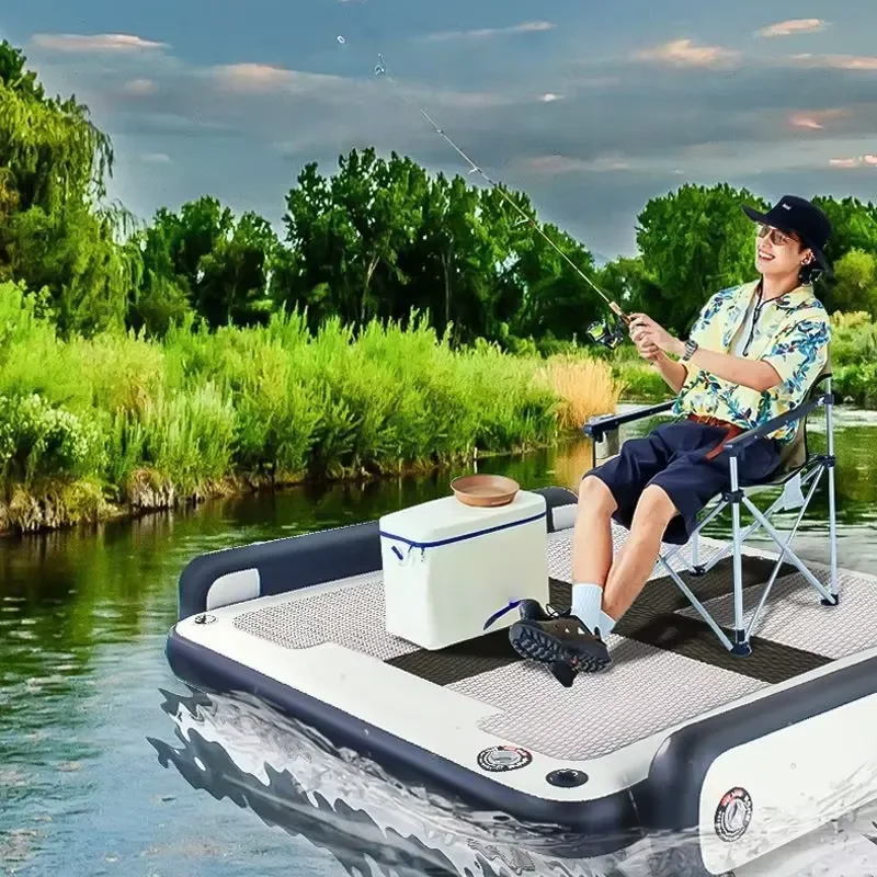 Heavy Duty PVC Inflatable Floating Bridge Platform with EVA Anti-skid Surface for Lake Sea Yacht Motorboat Fishing Deck