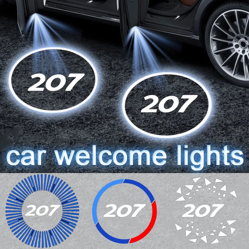 LED Car Welcome Ambiance Light Collision Avoidance Courtesy Lamp for Peugeot 207 Logo Emblem Car Door Decor Auto Accessories