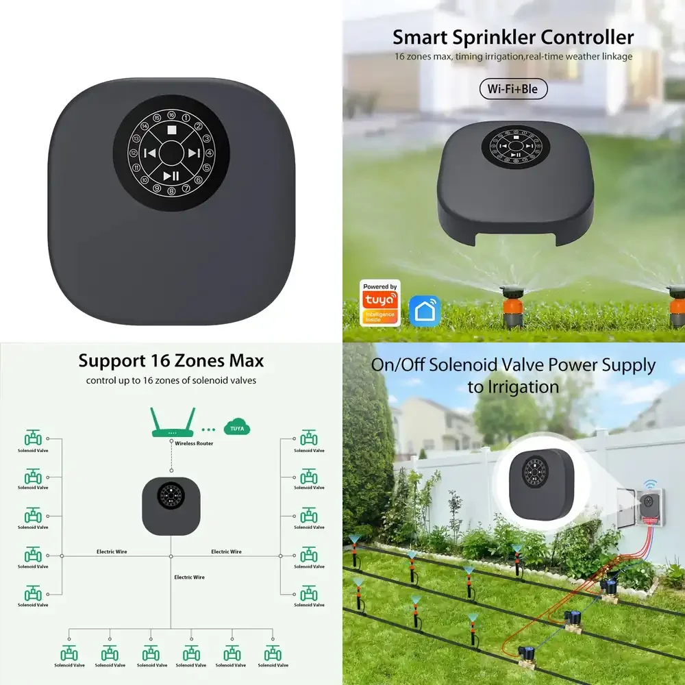 

Qwinn 2026-Tuya WiFi контроллер полива для сада, интеллектуальный таймер орошения на 16 зон, автоматический полив для Alexa