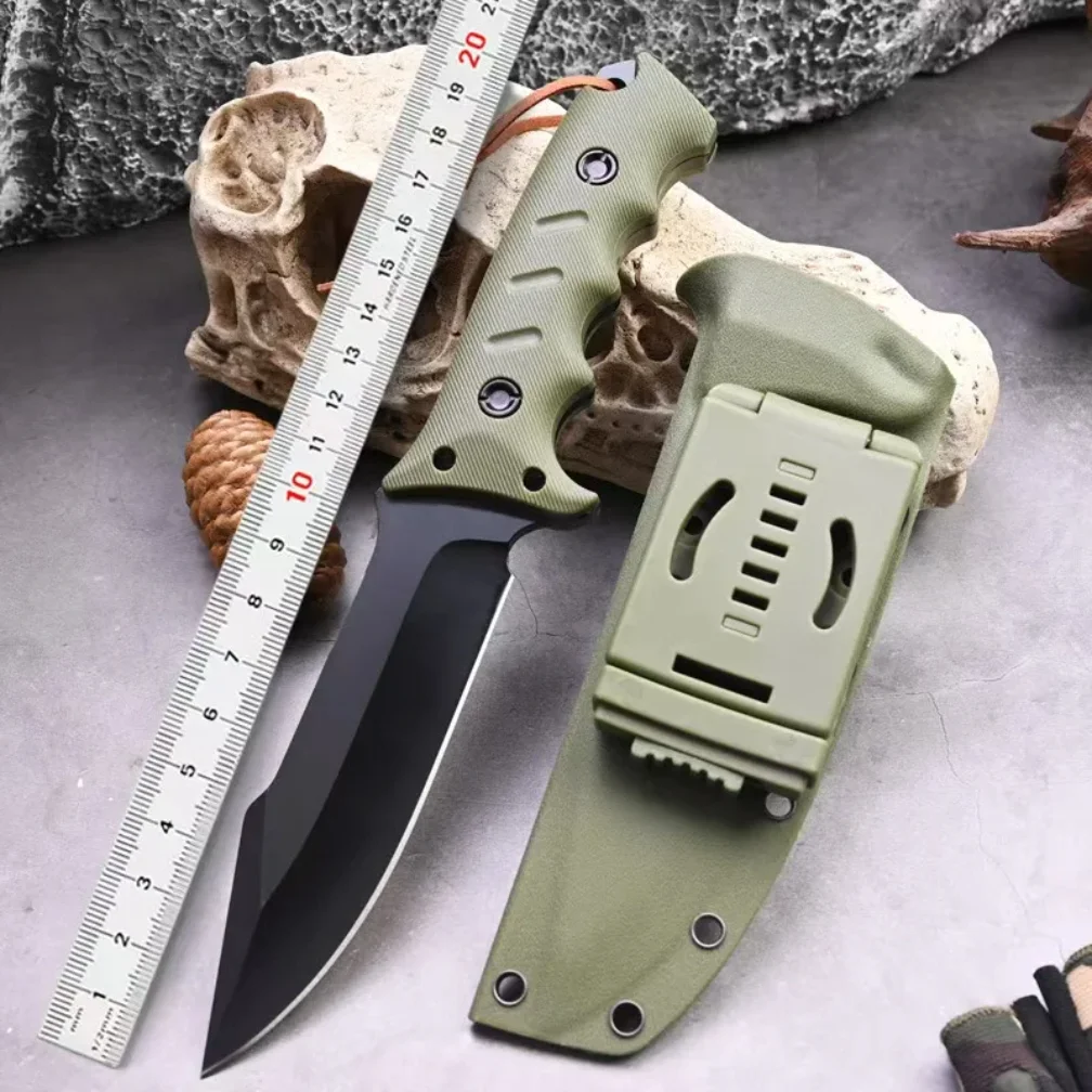 

2025 new Premium Tactical Survival Knife with Sheath 8Cr13MoV fixed Blade GFN Handle Camping EDC Hunting outdoor Gear