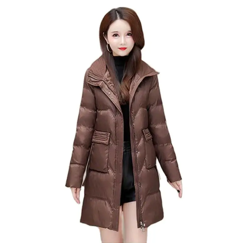 Women's Down  Loose Slim Midlength  Lapel High-end Fashion Middle-aged Mother Winter White Duck Down Warm Coat Female Tide