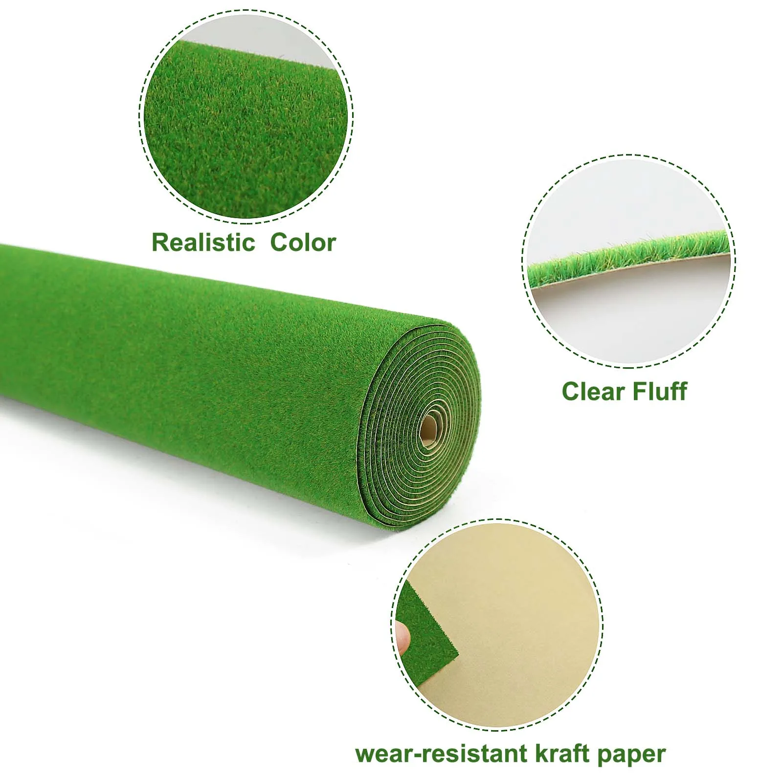 CP2137 One Roll 2mm Thick 40cm*200cm Green Grass Mat Artificial Lawn Carpet for Model Architectural Layout