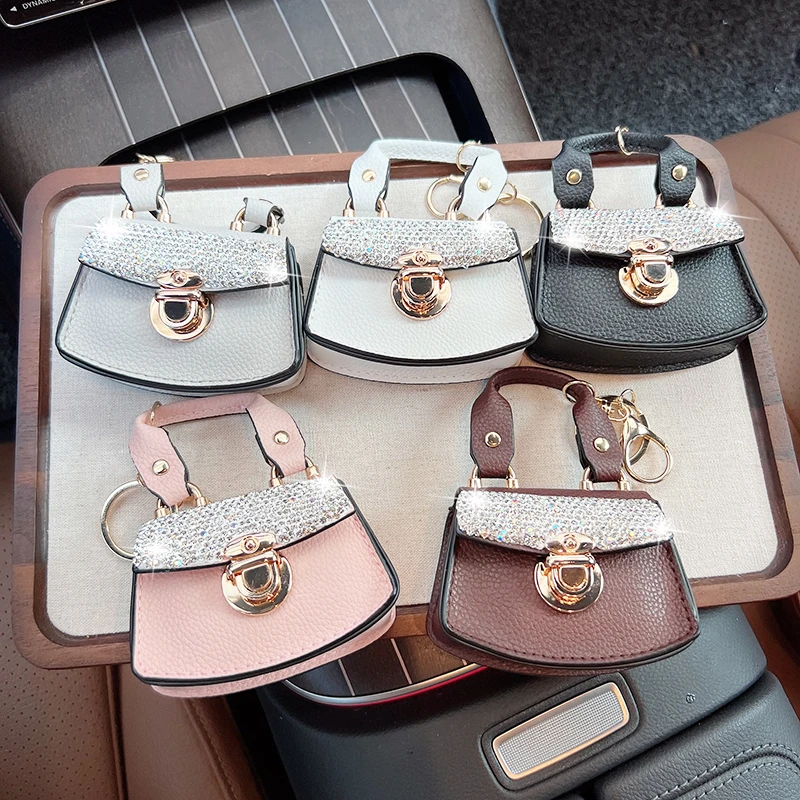 Creative, Light Luxury, High-End, Large Handle Bag Model, Car Keychain, mini Coin Purse, niche Bag, Pendant, Keychain view 6