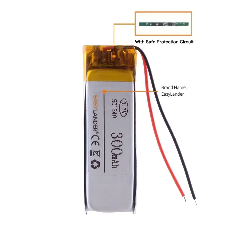 10 pièces/lot 501340 3.7V 300mAh batterie Li-ion polymère Lipo 701340 400mAh 701439