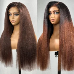 Ombre Lace Front Wig Human Hair Wigs Blonde Cholocate Brown Kinky Straight 13X6 HD Lace Frontal Wig Brazilian On Sale Clearance