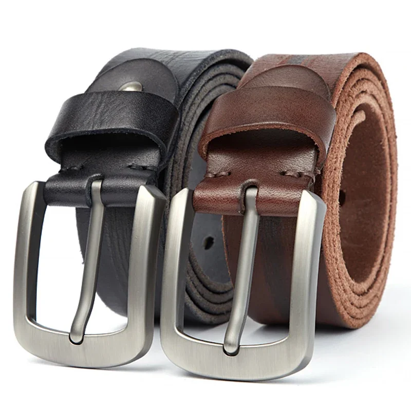 

Genuine Leather Men's Belt Fashionable Pin Buckle Tree Cream Real Cowhide Handmade Embossed Trousers Belts