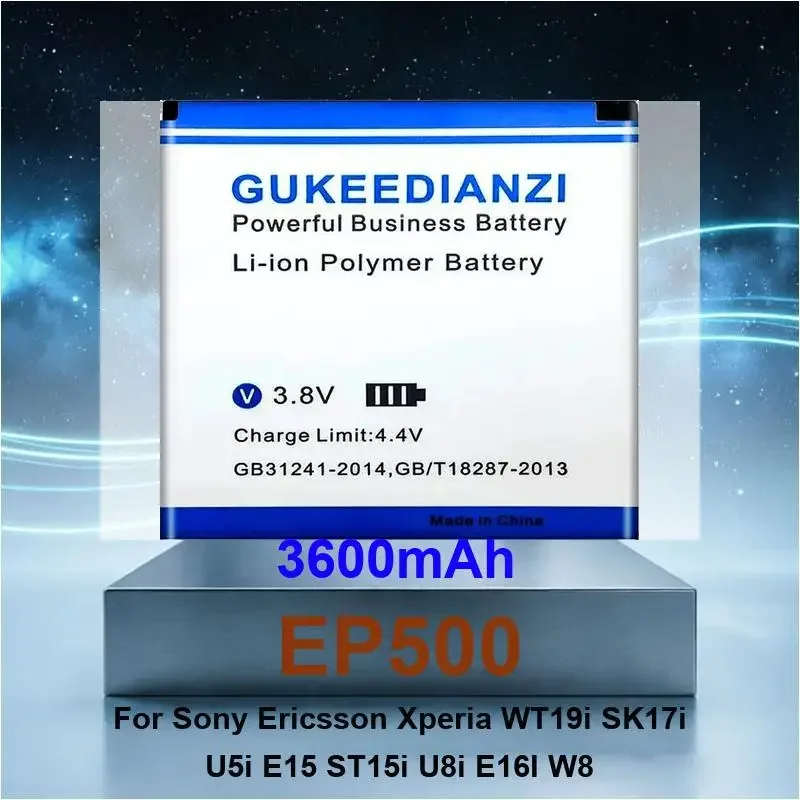 

3600mAh EP500 Mobile Phone Battery For Sony Ericsson Xperia WT19i SK17i U5i E15 ST15i U8i E16I W8 High Capacity