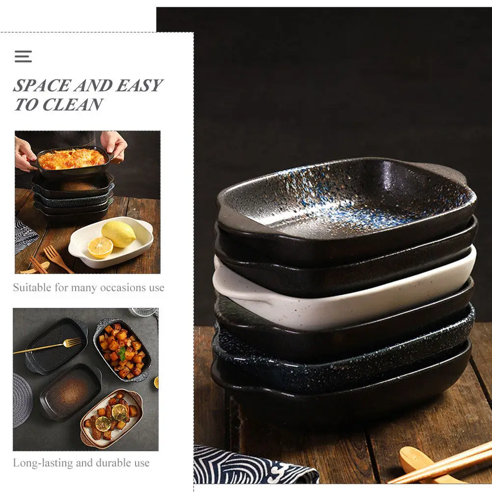 

Керамическое блюдо для запекания с двумя ручками, пригодное для микроволновой печи, универсальная кухонная утварь, форма для выпечки