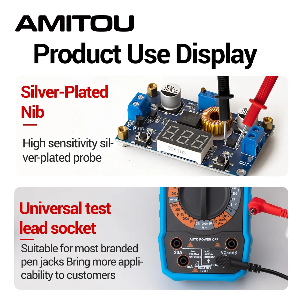 AMITOU PVC Test Leads for Digital Profesional Multimeter Voltage Tester Line Multimeter Cable Electrician Tools Accessories