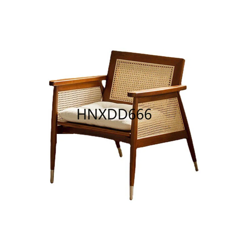 

Japanese-style solid wood leisure chair household single rattan chair