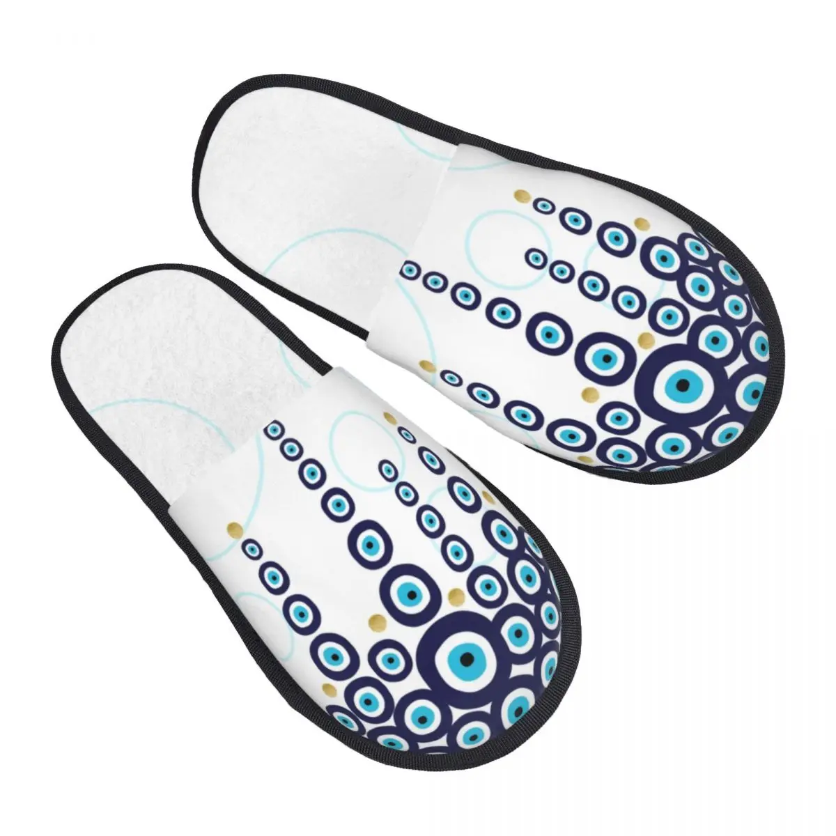 

Mediterranean Turkish Evil Eye Hanging Beads House Slippers Cozy Warm Memory Foam Fluffy Slipper Custom Indoor Outdoor Shoes