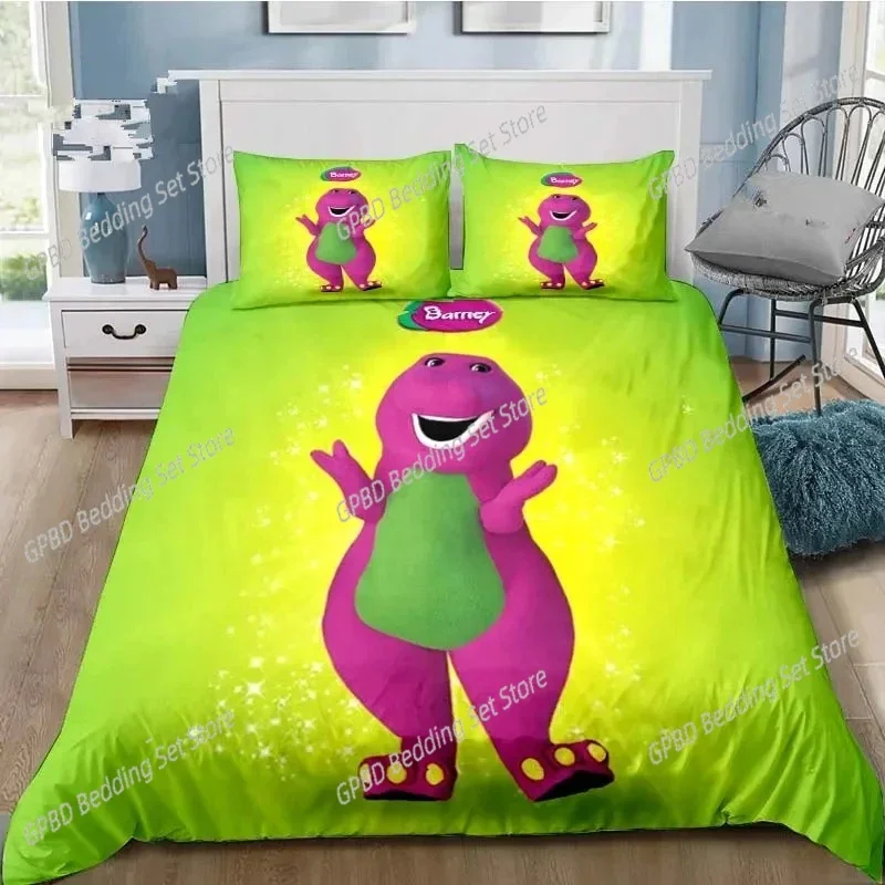 3D Print Barney Cartoon Friends Bedding Set Double Twin King Duvet