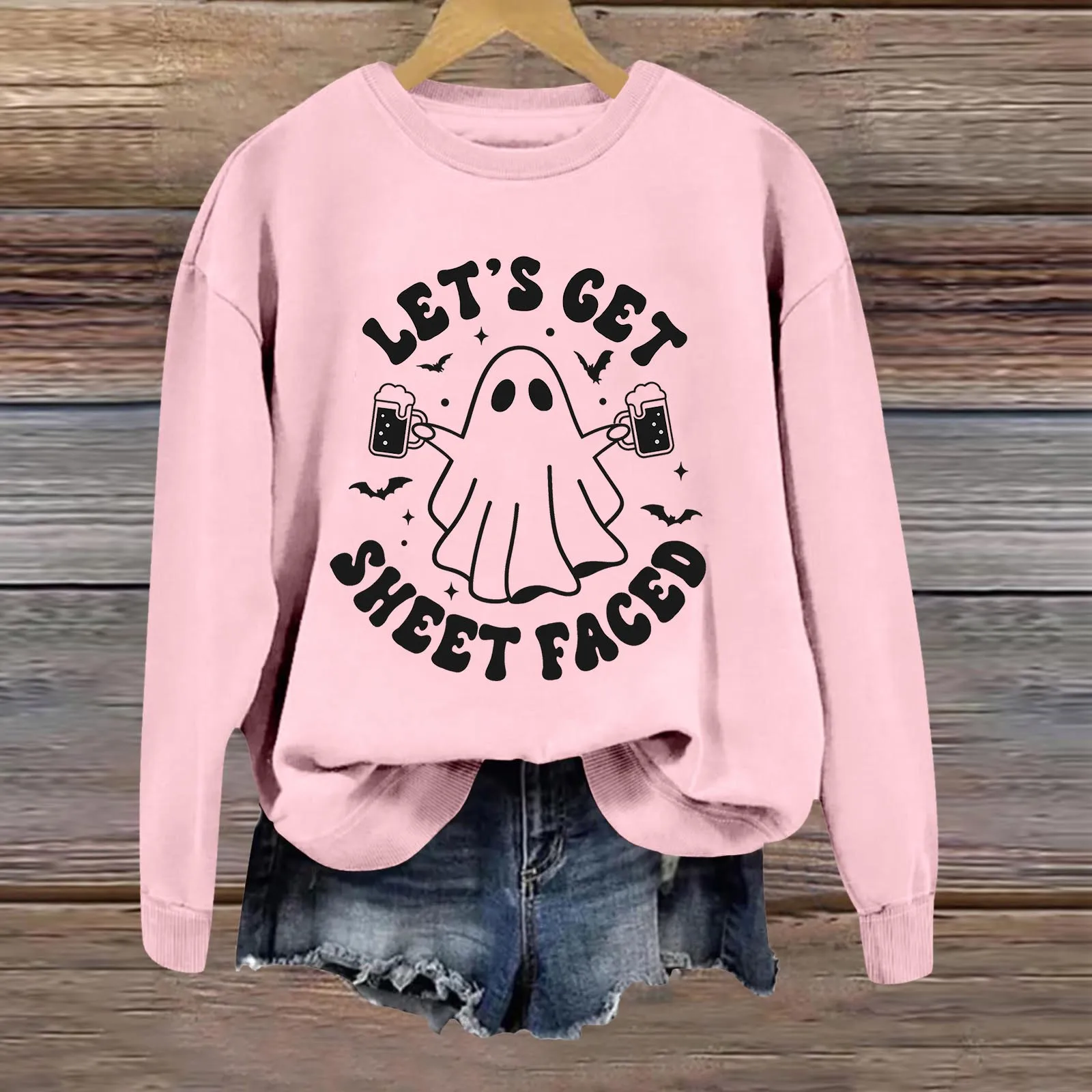 

Halloween Simple Fun Printed Pullover For Women Beautiful Elegant Sweatshirts Crewneck Long Sleeve Hoodie Casual All Match Tops