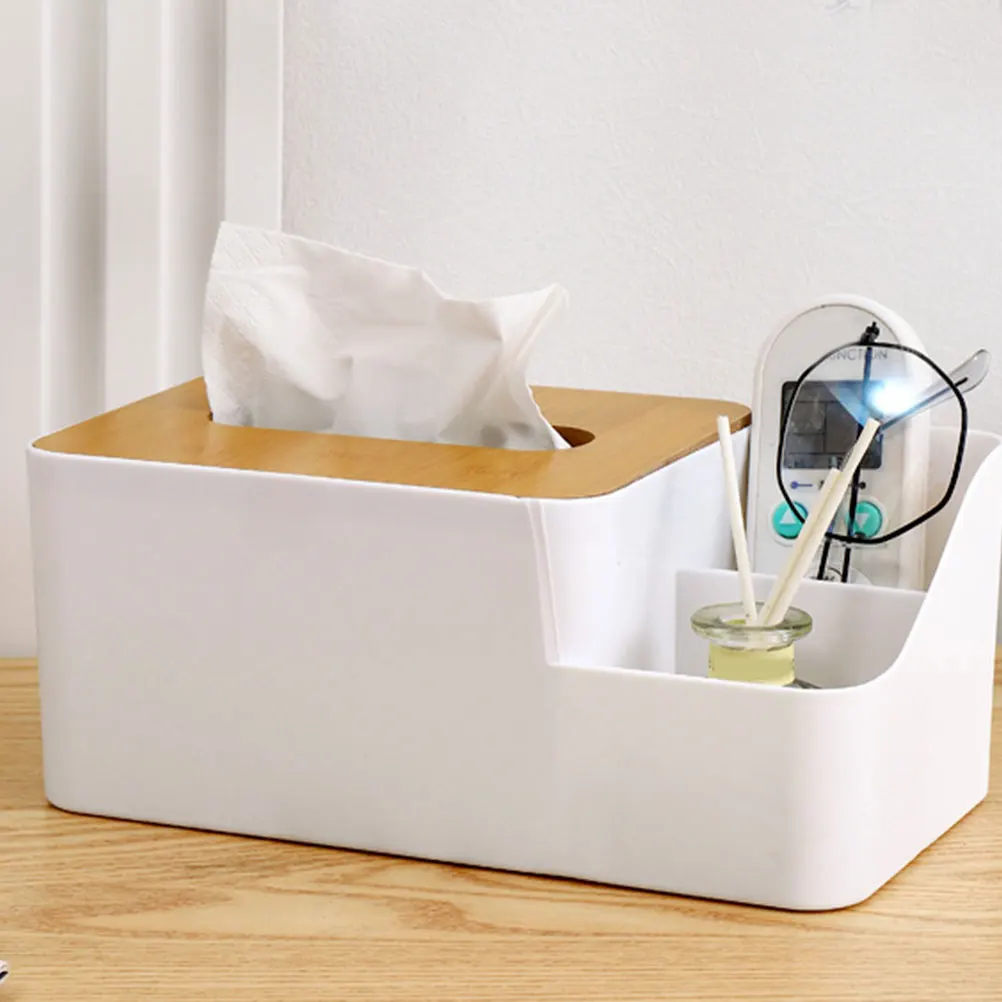 

2pcs Tissue Box Paper Napkin Storage Holder Organizer Smooth Surface Desktop Living Room Bedroom Plastic Dispenser Container For