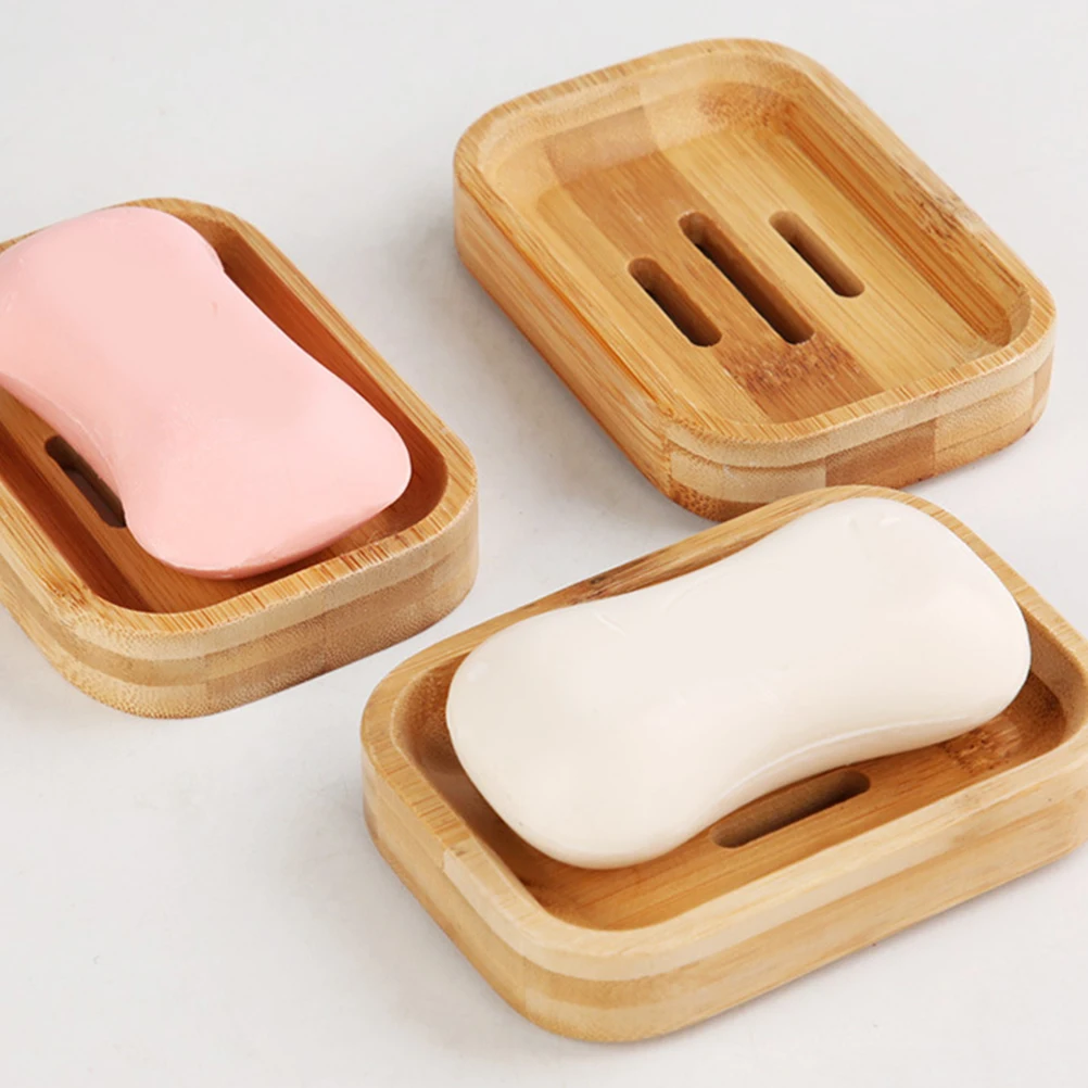 

Bamboo Dish Holder Light Simple Design Practical Use Bathroom Container Travel Suction Tray Storage Case Soap Storage Case