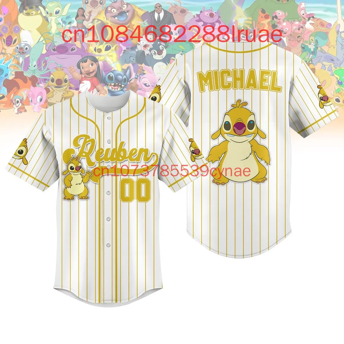 

Disney Reuben Experiment 625 Striped Line Baseball Jersey Custom Lilo And Stitch Baseball Shirt Disneyland Shirt