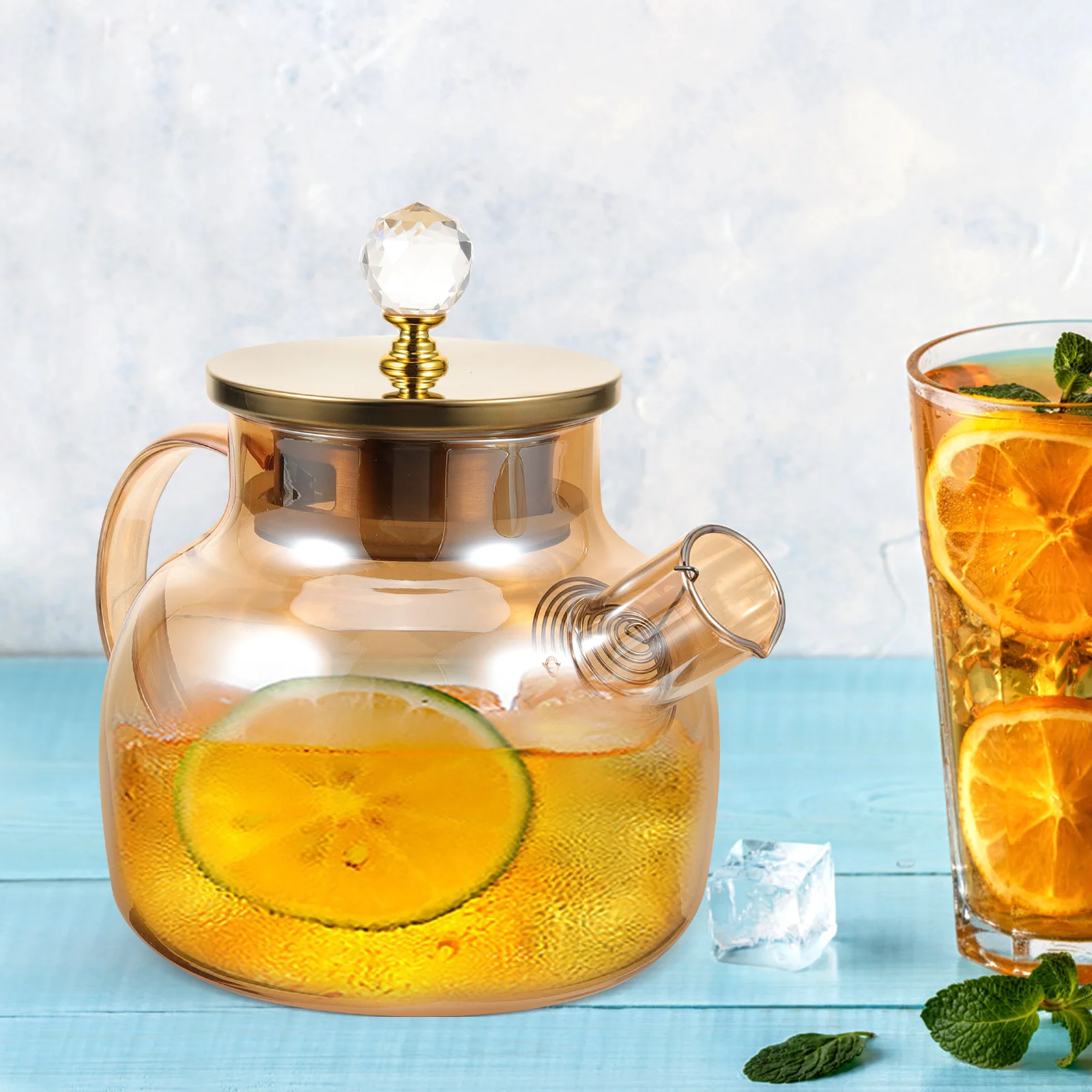 

Cold Water Pitcher Large Capacity Glass Pitcher Ergonomic Handle Beverage Container Kitchen Drink Jug Juice Jug