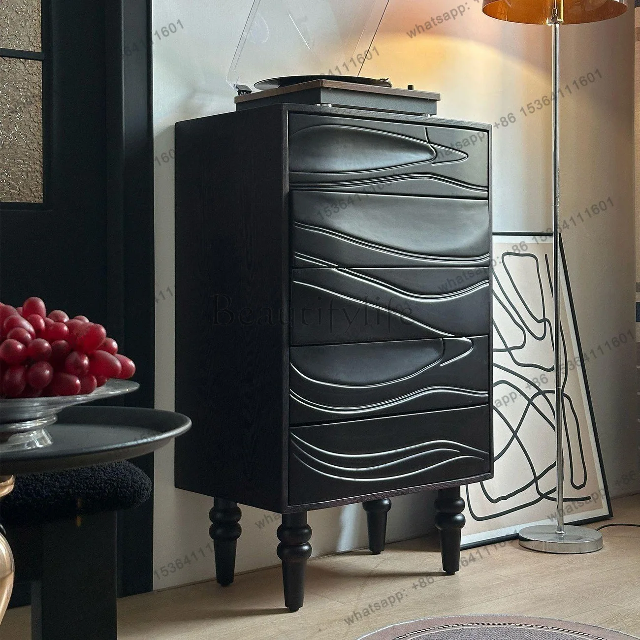 

Medieval solid wood home bedroom storage cabinet Small apartment retro living room decorative cabinet