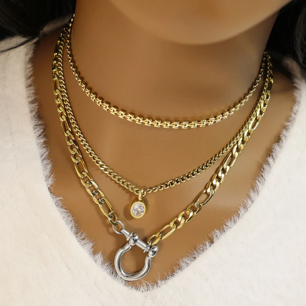 

Minimalist Stainless Steel Fashion Necklace with Geometric Pendant Design