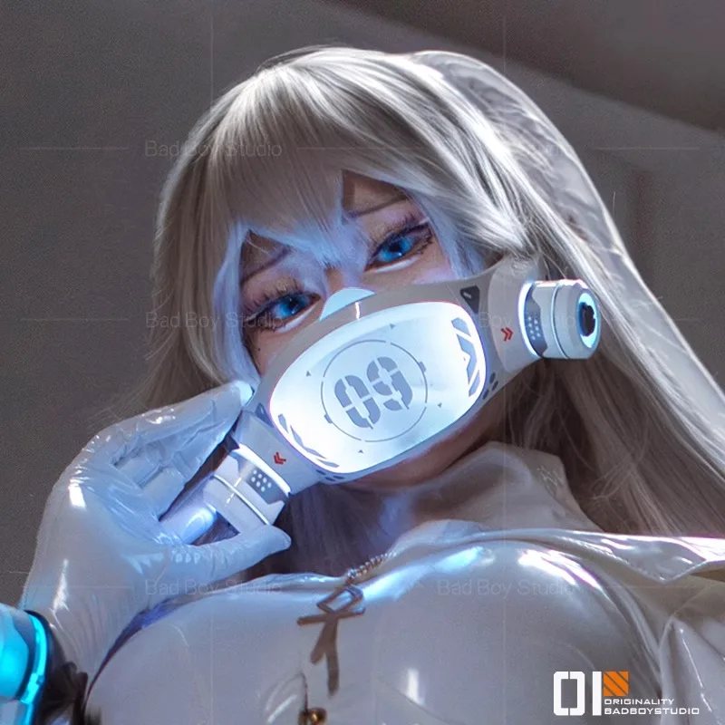

Game Cyberpunk Cosplay LED Light Mask For Women Music Festival Helmet Accessories Sci-fi mechanical mechs Mask Halloween Masks