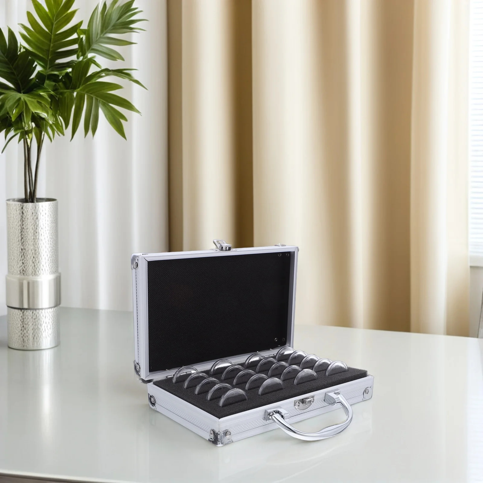 Portable Coin Storage Box Transparent Metal Holder For Collectors Secure Compact Case For Coins Medals Badges Currency