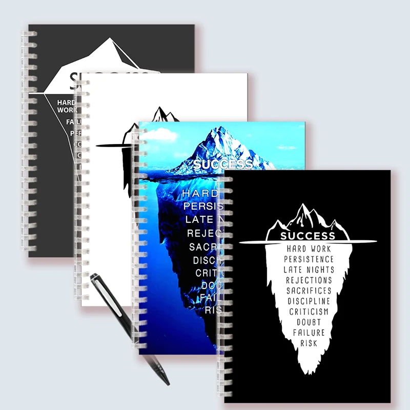 

Spiral Notebook Motivational Millionaire Success Iceberg Writing Note Book Print Poster Cover Quote -Persistence Dream Hard Work