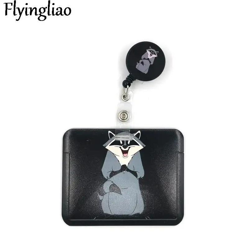 

Animal Raccoon Bears Cute Card Cover Clip Lanyard Retractable Student Nurse Badge Reel Clip Cartoon ID Card Holder accessories