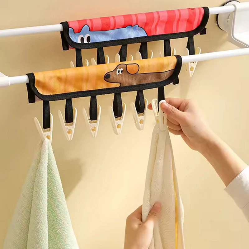 

Portable Clothes Hanger Travel Portable Folding Fabric Travel Dormitory Home Clip Small Seamless Clothes Rack Hanging Clothes