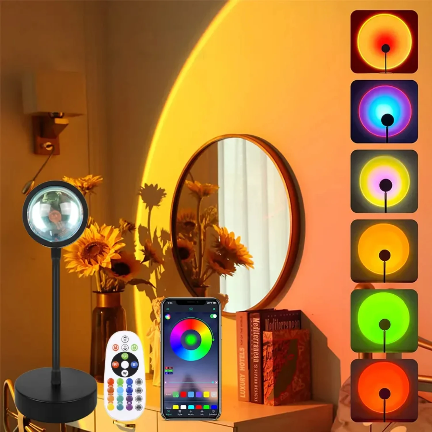 Smart Projector Night Lights Sunset RGB Atmosphere Night Lamp With Remote Controller  Gift  Party Decoration