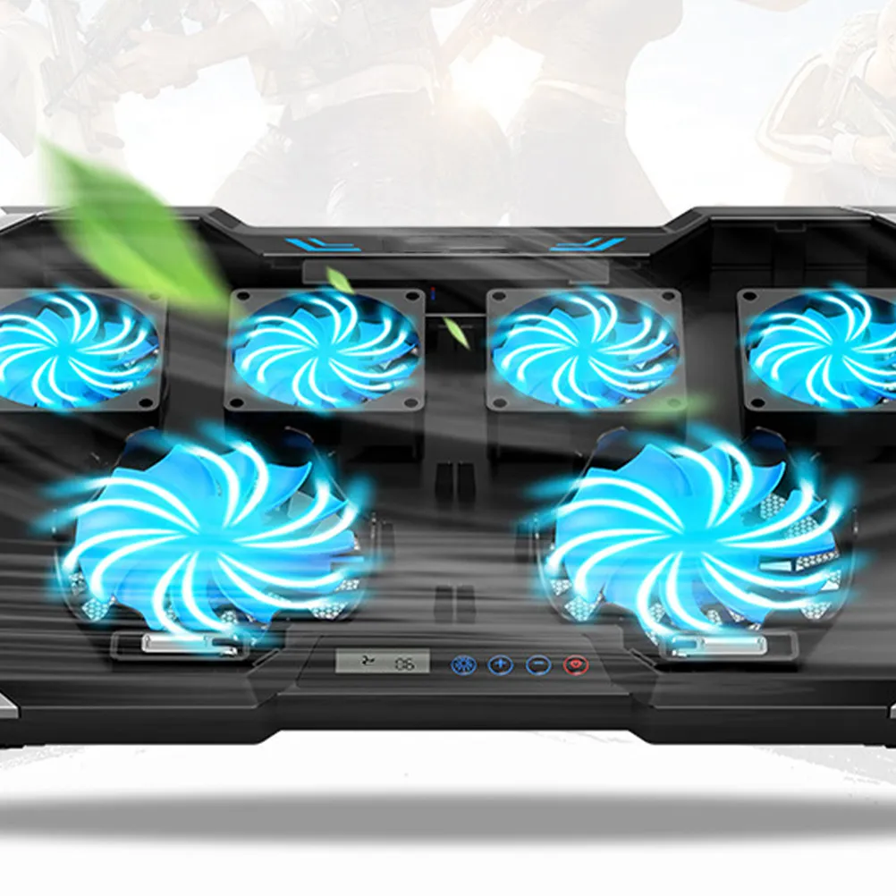 

Rgb LED Laptop Cooler Cooling Pad Adjustable 7-Angle Ventilated Stand Inch Notebook Cooling Fan Quiet USB Cooler