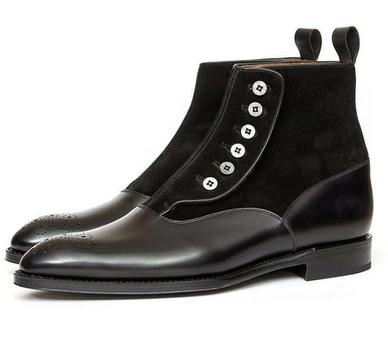 

Italian Men's Knight Boots men Buckle button Work boots Square Shoe men Chelsea Boots