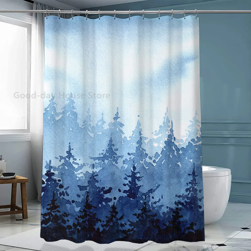 Ink Painting Art Shower Curtains Waterproof Fabric Cloth Bathroom Decoration Supply Washable Bath Room Curtain douche gordijn