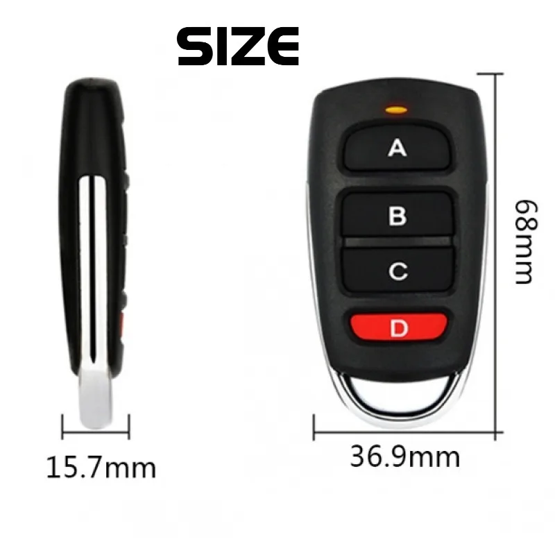 Wireless RF 433MHz Remote Control Copy Code Garage Door Opener Transmitter 4-Key