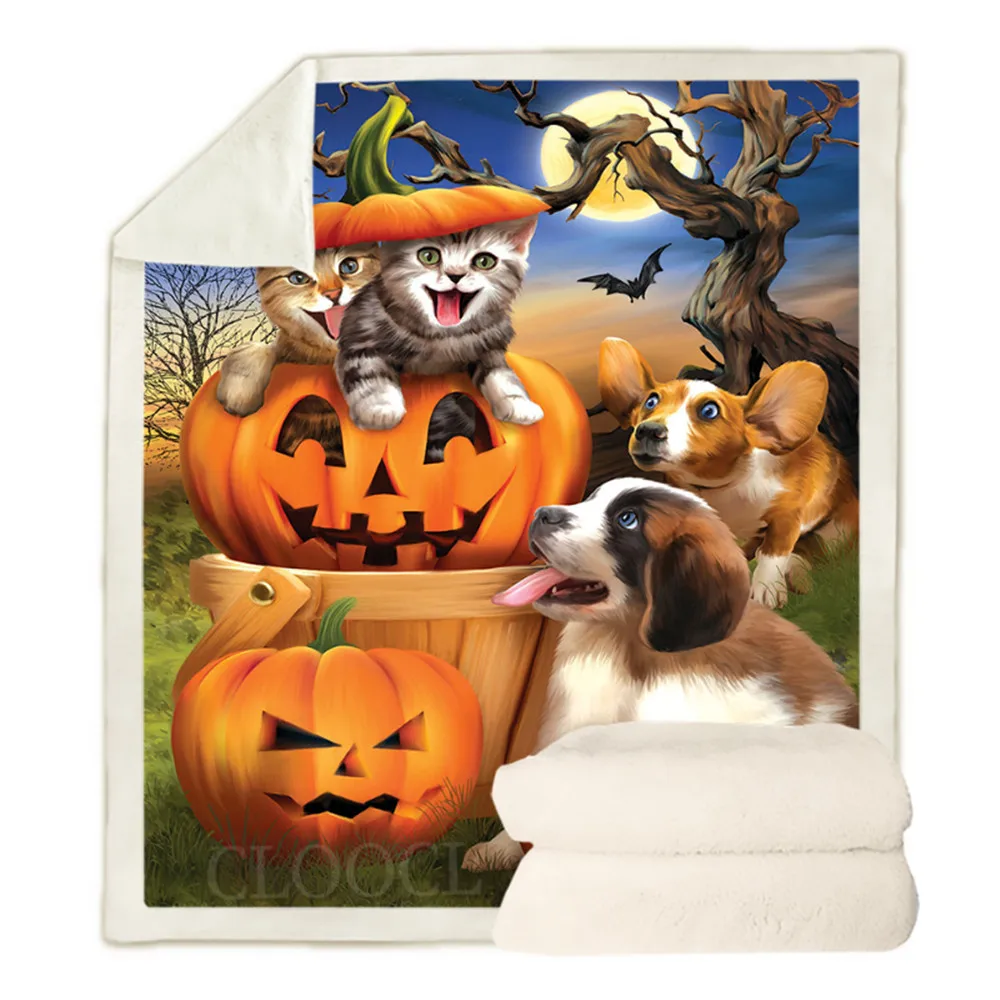 CLOOCL Halloween Blankets Treats This Way Funny Jack O' Lanterns 3D Printed Throw Blanket Quilts for Bed Festival Gifts 75*100cm