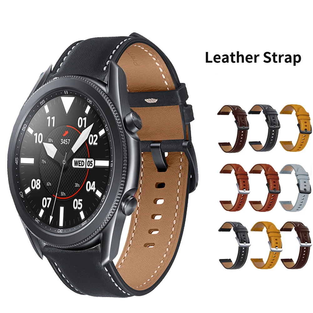 Leather Official Watch Strap For Samsung Galaxy 3 41mm 45mm 20mm 22mm Bracelet For Galaxy 42mm 46mm/Watch 4 40 44mm/Gear S3 Band