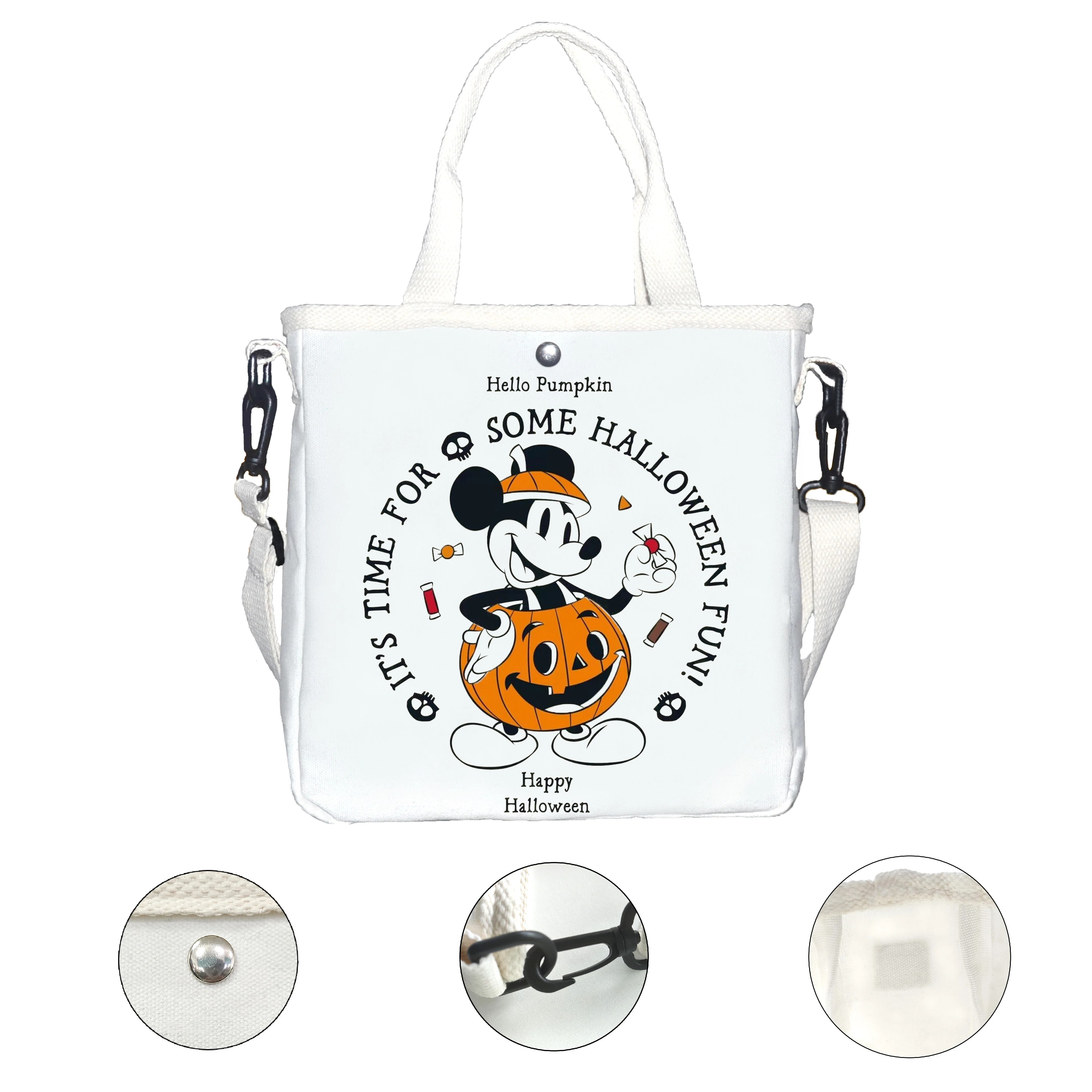 1pc pumpkin Mickey print shoulder bag, Halloween candy bag, suitable for casual commuting daily use