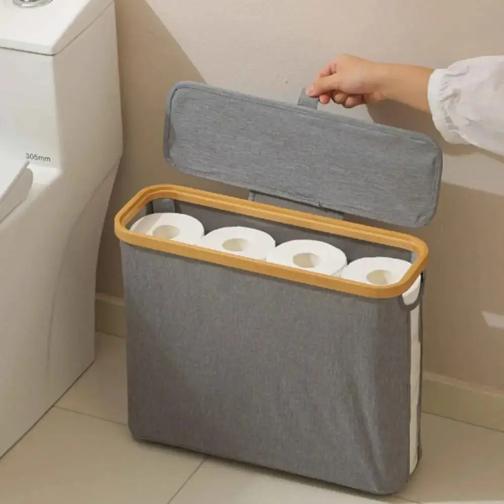 

Dustproof Toilet Paper Storage Basket Durable Smooth Surface Paper Organizer Waterproof Style Foldable Toilet Paper Storage