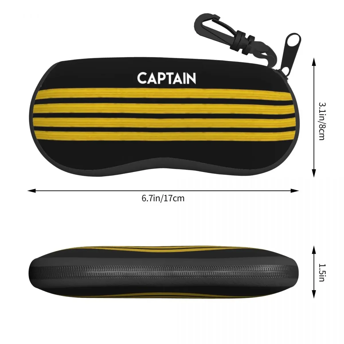 Captain Stripes Epaulette Sunglasses Case Neoprene Zipper Aviation Airplane Pilot Shell Eyeglass Case Protective Box For Glasses