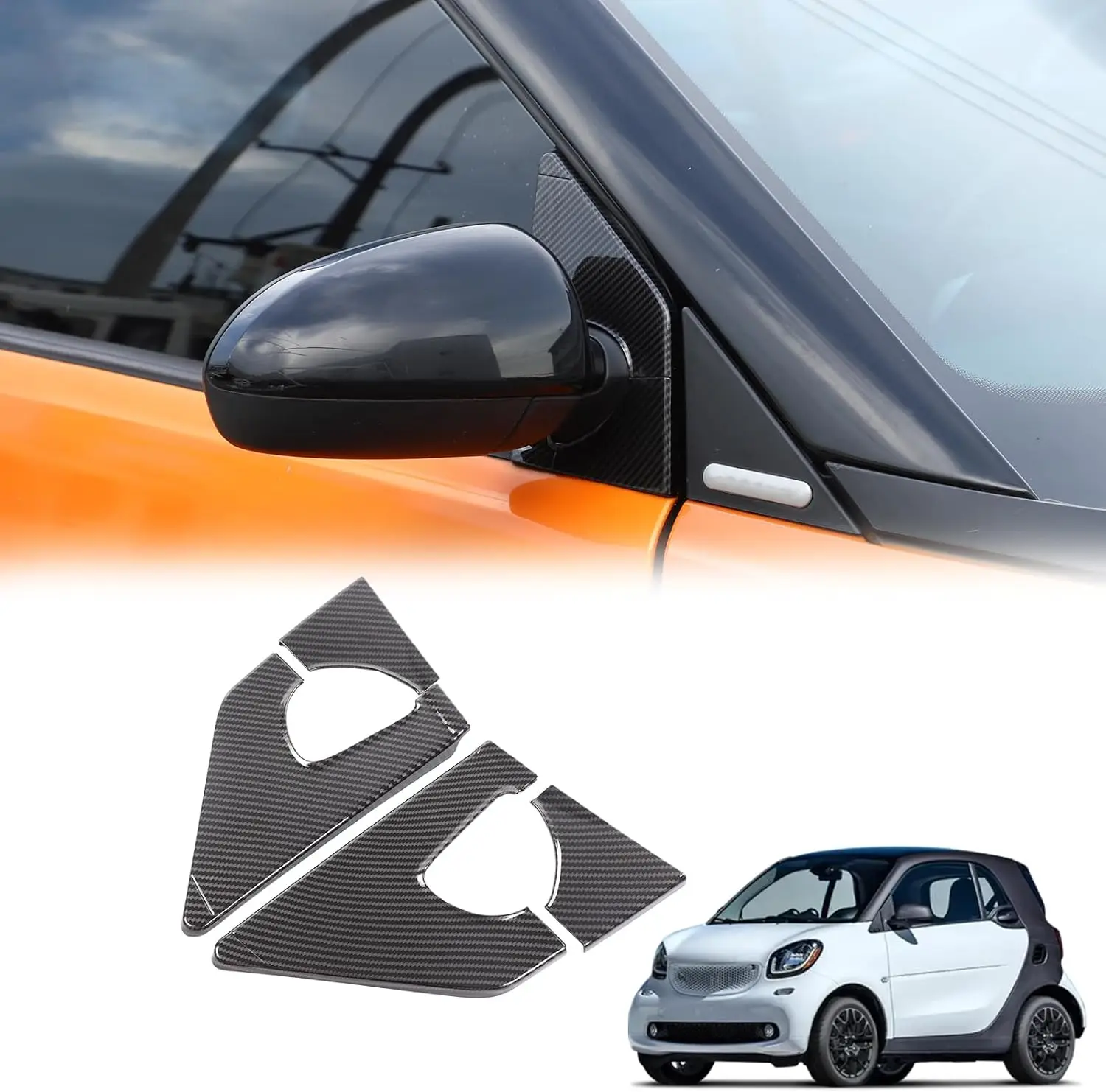 

ABS Car Rearview Mirror Triangle Trim For Benz Smart 451 Fortwo 2009-2015 Exterior A-Pillar Antenna Decorative COver Accessories