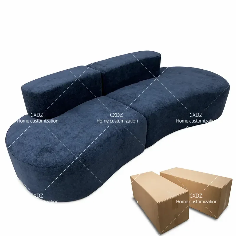 Italian Minimalist Curved Moon Sofa Fabric Compression Living Room Furniture Small Apartment Cashew Shape Couch Modern Design